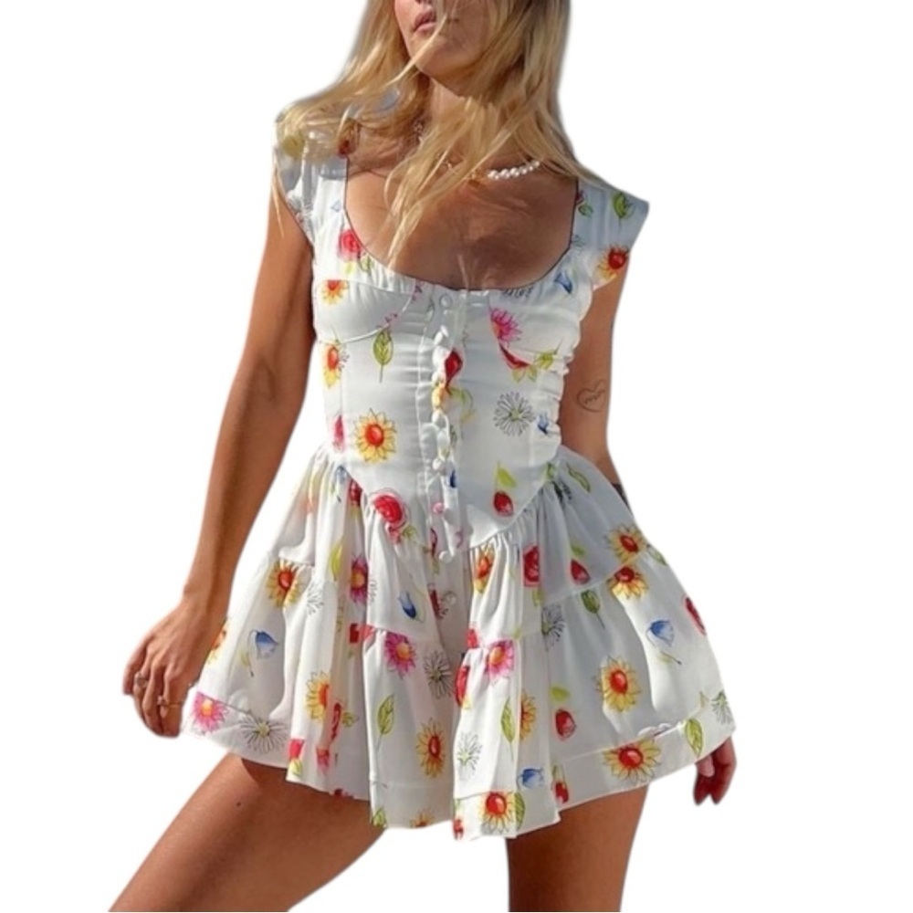 Vanessa Mooney Floral White Romper